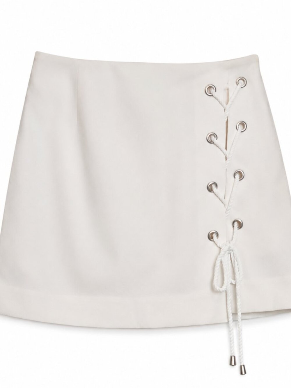 Rebecca Minkoff White Lace-Up Skort Size 2 High Waist Y2K Mini Skirt